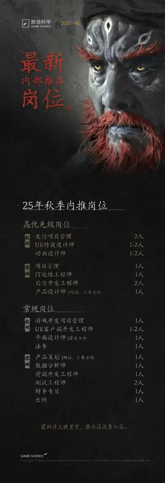 游戏科学发布内推招聘岗位列表！腾讯《王者荣耀世界》PC移动端无缝同玩(图3)